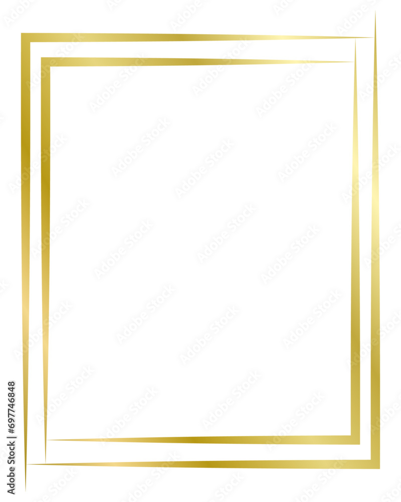 Golden metal frame isolated on white. Vector frame for text, photo, certificate, pictures, diploma, card, invitation. Square luxury frame Golden metal frame isolated on white. Vector frame for text, photo, certificate, pictures, diploma, card, invitation. Square luxury frame