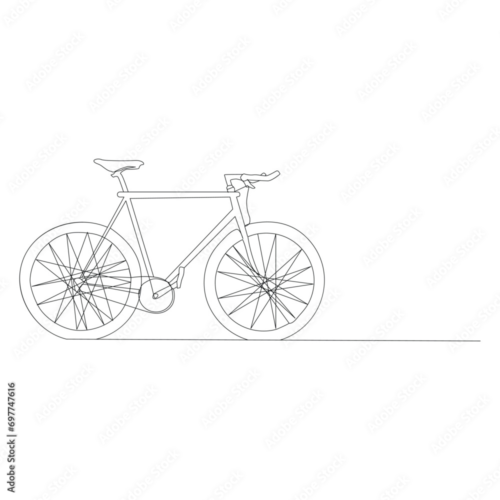 bicycle Single continuous line drawing. Trendy one line draw design vector illustration