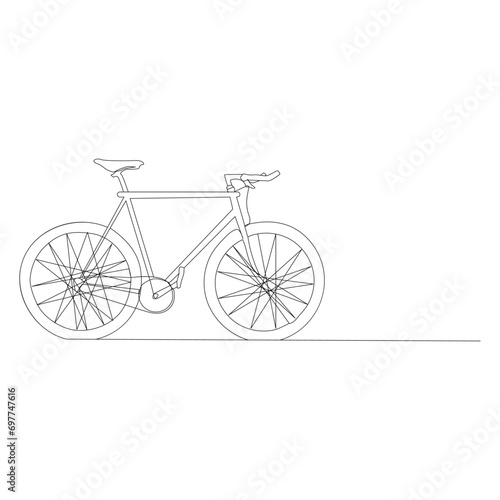 bicycle Single continuous line drawing. Trendy one line draw design vector illustration
