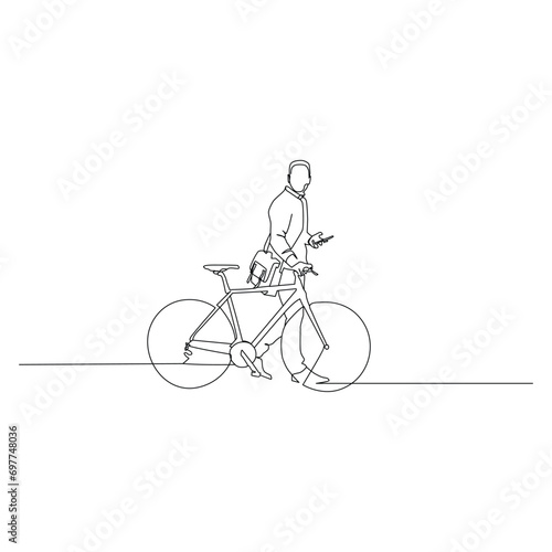 bicycle Single continuous line drawing. Trendy one line draw design vector illustration