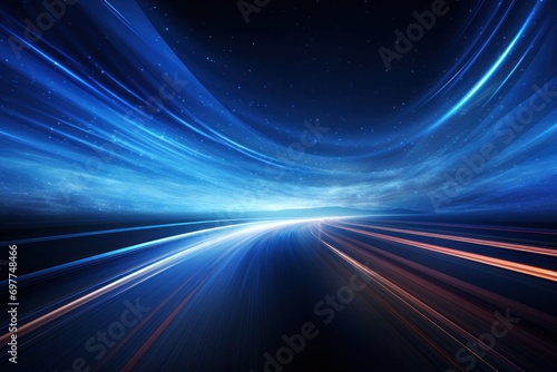 wave, line, art, curve, design, flow, motion, smooth, flowing, gradient. abstract art background image with smooth lines mystery blue color motion curve mix it middle, like in fantasy via ai generate. © Day Of Victory Stu.