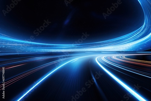 wave, line, art, curve, design, flow, motion, smooth, flowing, gradient. abstract art background image with smooth lines mystery blue color motion curve mix it middle, like in fantasy via ai generate. photo