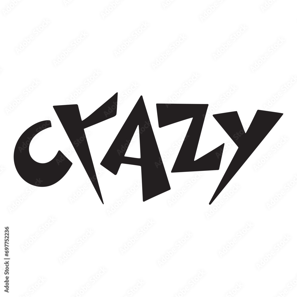 Vector lettering. Hand-drawn isolated word Crazy on
a transparent background for printing on fabrics, notebooks,
stickers, other stationery or clothing, design Vector lettering. Hand-drawn isolated word Crazy on
a transparent background for printing on fabrics, notebooks,
stickers, other stationery or clothing, design