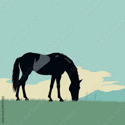 a horse eating grass in a field