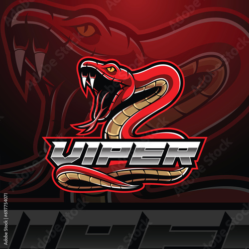 Vászonkép Illustration of Red viper snake mascot logo design