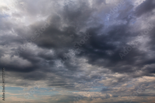 The background of storm clouds before a thunderstorm at dawn.