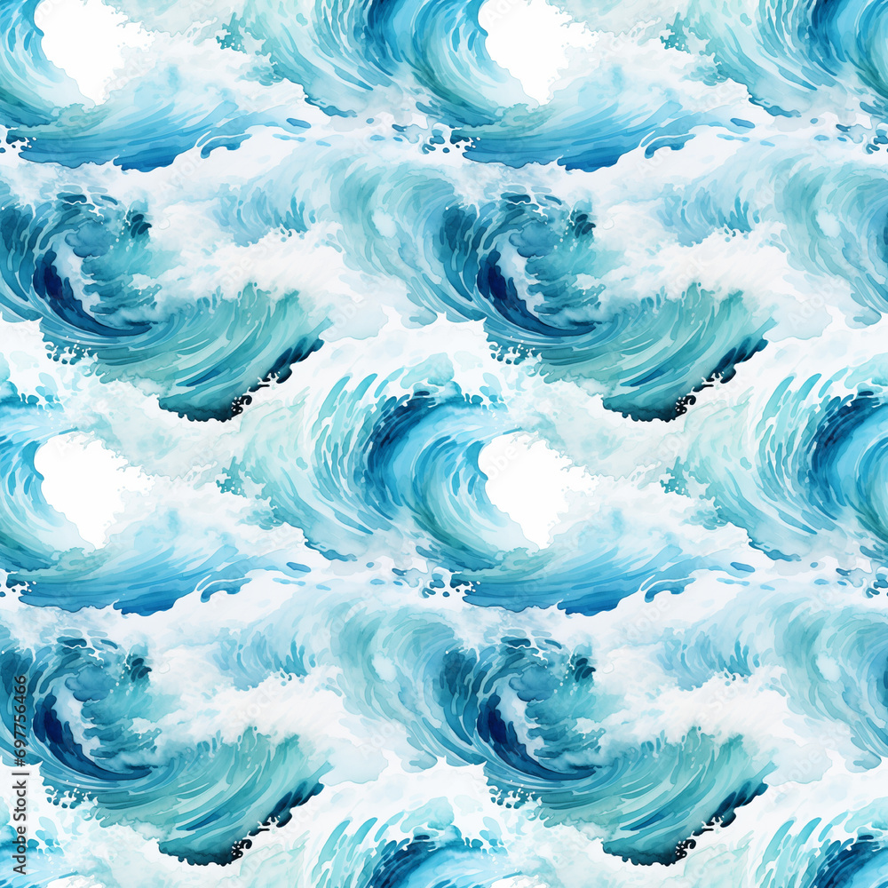 Sea Wave Seamless Pattern, Watercolor Background, Aquarelle Tsunami Tile, Watercolor Surfing Banner Sea Wave Seamless Pattern, Watercolor Background, Aquarelle Tsunami Tile, Watercolor Surfing Banner