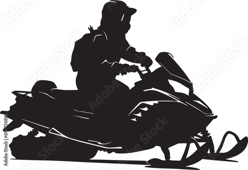 silhouette of a snowmobile girl vector