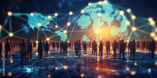 Global business structure of networking. Analysis and data exchange customer connection, HR recruitment and global outsourcing, Customer service photo