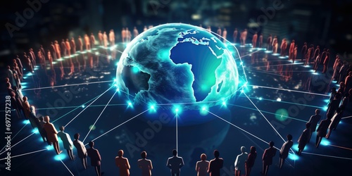Fototapeta Naklejka Na Ścianę i Meble -  Global business structure of networking. Analysis and data exchange customer connection, HR recruitment and global outsourcing, Customer service