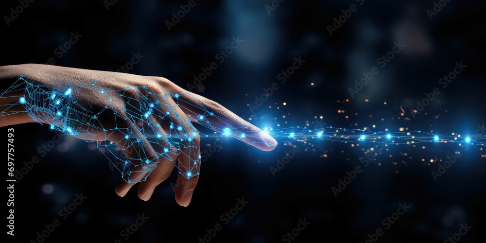 Hands of robot and human touching on big data network connection background, Science and artificial intelligence technology, innovation and futuristic Hands of robot and human touching on big data network connection background, Science and artificial intelligence technology, innovation and futuristic