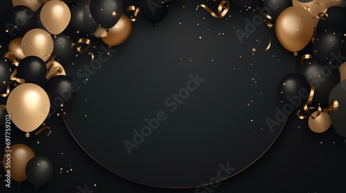 Black Friday sale banner with gold and black balloons
