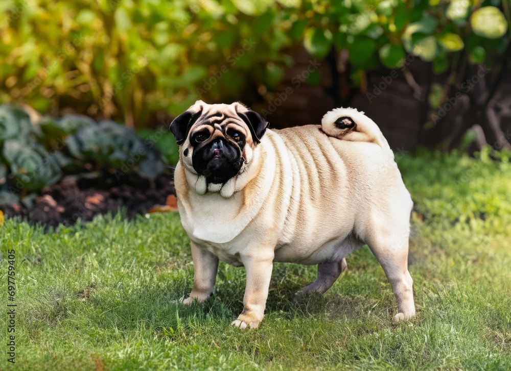 Pugs dog in garden , generated by AI
