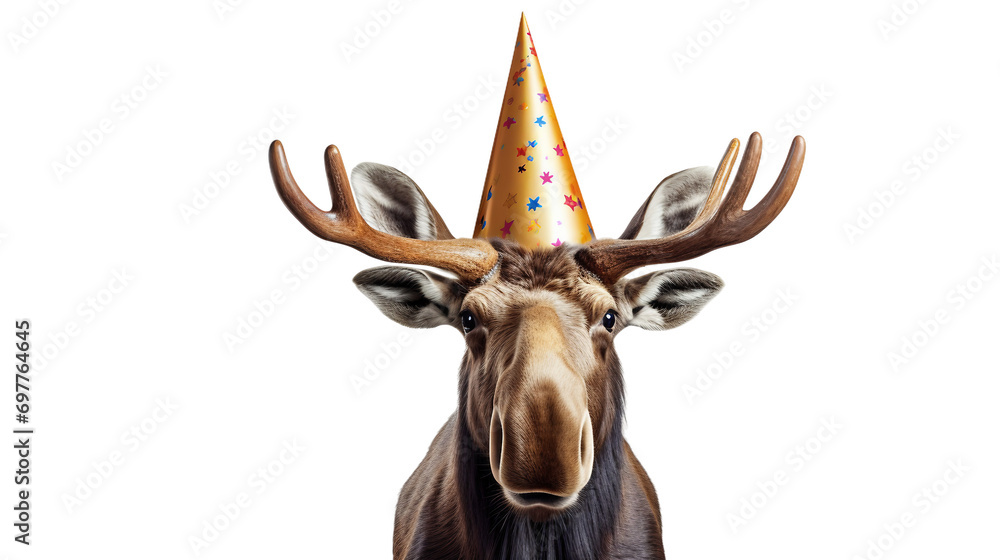 Festive Moose in Party Attire on a transparent background Festive Moose in Party Attire on a transparent background