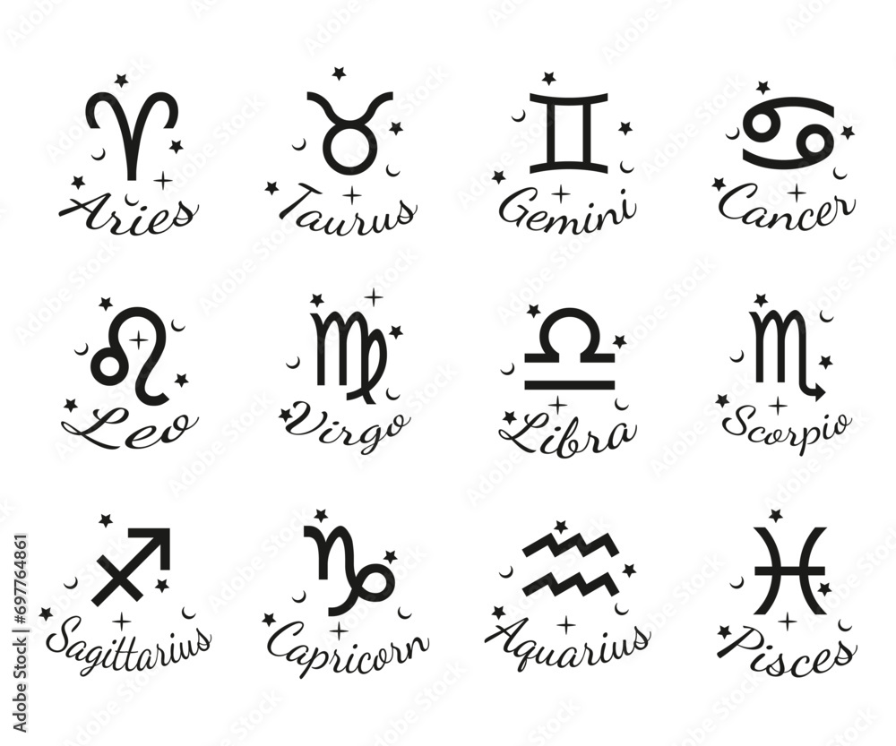 zodiac signs set zodiac signs set