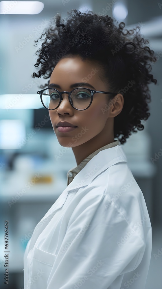 Confident African-American Female Scientist in Lab Confident African-American Female Scientist in Lab