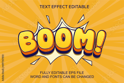 3d text effect boom cartoon vector editable