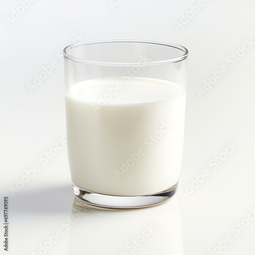 a glass of milk on a white surface