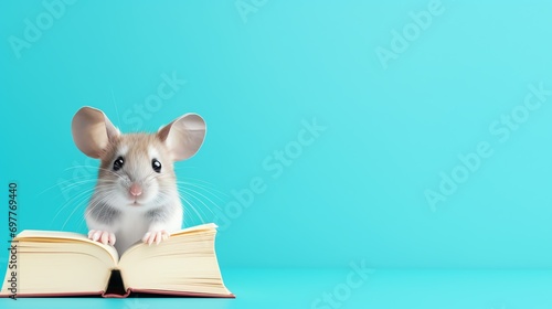 a mouse with a book