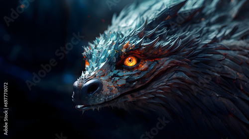 Fantasy fire dragon close up © IgitPro