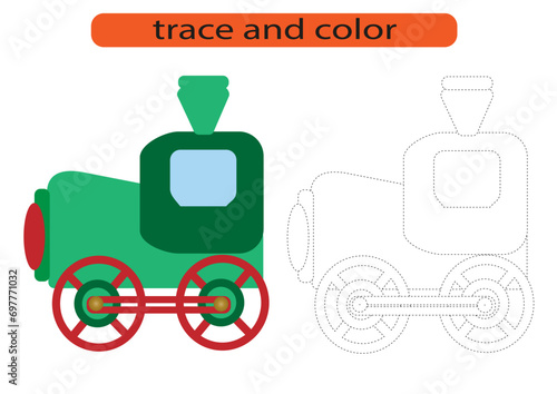 Trace and color. Coloring book for preschool children. Handwriting practice.