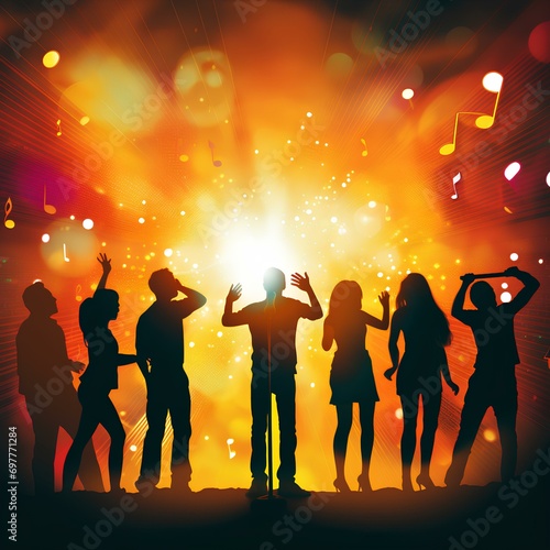 Silhouette of people having fun at a party or concert
