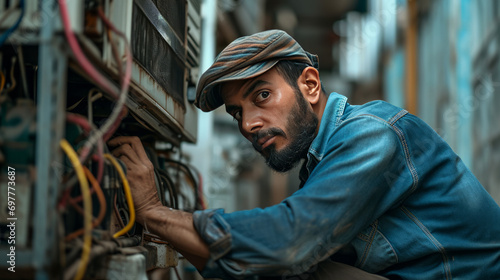 The maintenance engineer for ventilation and air conditioning systems checks and searches for faults.