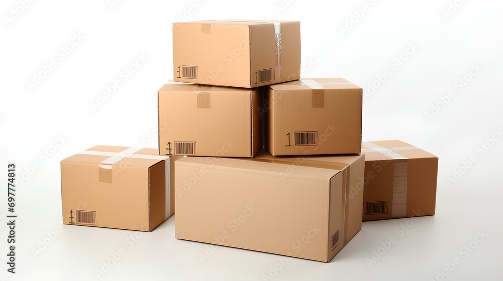 Cardboard boxes used to store things, either to deliver products or to move, on a white background Cardboard boxes used to store things, either to deliver products or to move, on a white background