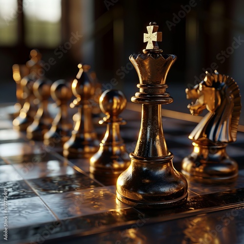 a chess board with a chess piece