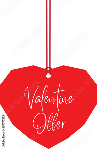 Valentine offer Business Promotion, Valentine's day Offer  Stamp, Valentines offer Hanging banner, Icon , Vector art isolated on white Background