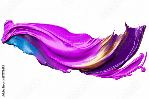 Purple and gold fluid painting on white background with white background. © VISUAL BACKGROUND