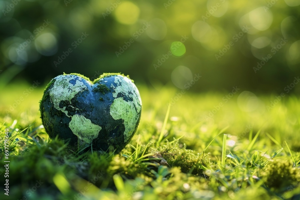 Planet Earth in the shape of a heart. Backdrop with selective focus and copy space Planet Earth in the shape of a heart. Backdrop with selective focus and copy space