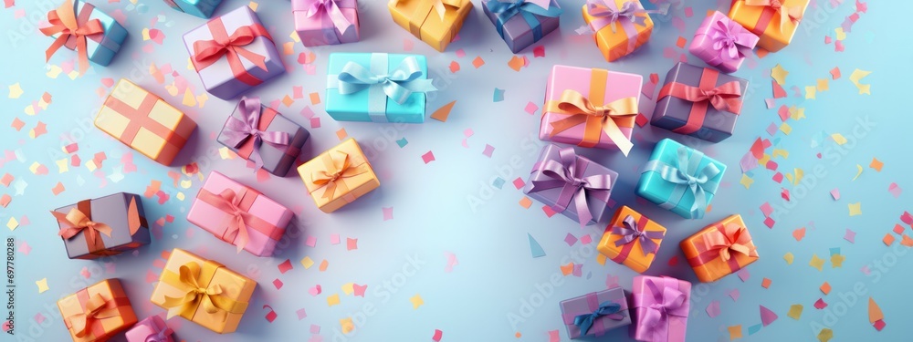 Lot of gift boxes on color background Lot of gift boxes on color background