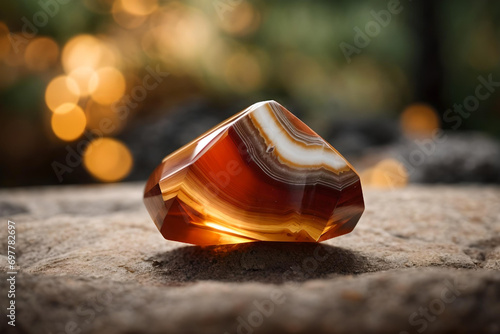 Inspiring Golden Brown Sardonyx Trigonal Crystalline Stone Structure photo