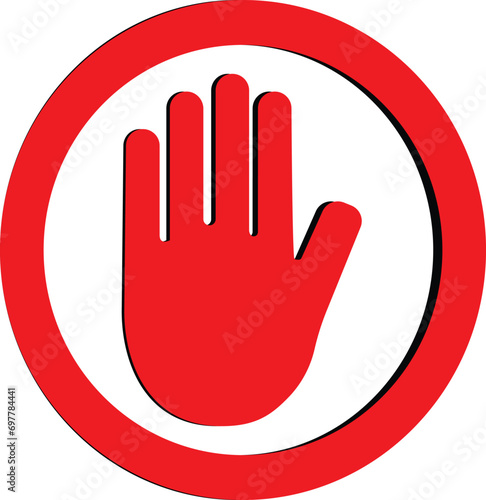 red stop hand sign vector
