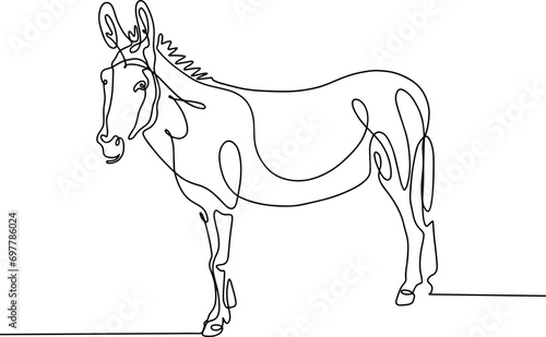 one line sketch continuous drawing horse donkey