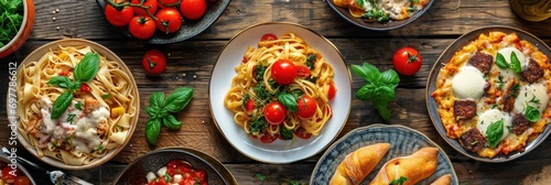 Assortment of Italian traditional dishes. Italian food