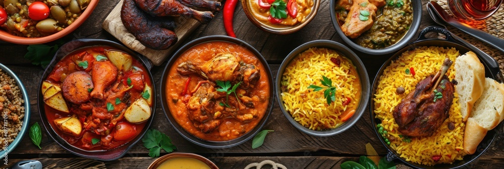 Assortment of African traditional dishes. African food Assortment of African traditional dishes. African food