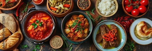 Assortment of Russian traditional dishes. Russian food