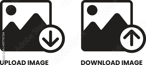 uploading image and downloading image symbol vector