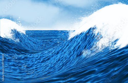 Mar, olas, ilustración, azul, cielo, agua, paisaje marino