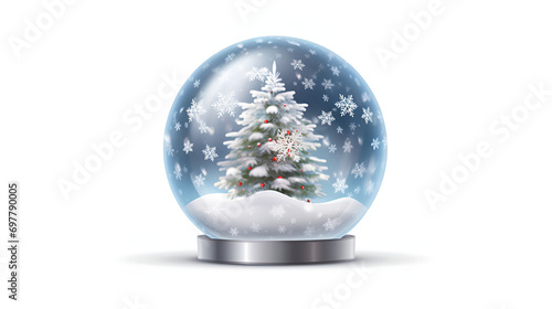 Crystal ball  snowball with snowy Christmas tree  snow globe  holiday decoration