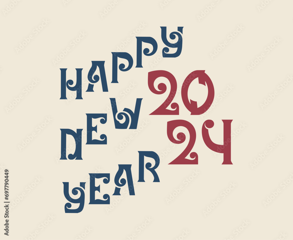 Happy New Year 2024 Abstract Blue And Red Graphic Design Vector Logo Symbol Illustration Happy New Year 2024 Abstract Blue And Red Graphic Design Vector Logo Symbol Illustration