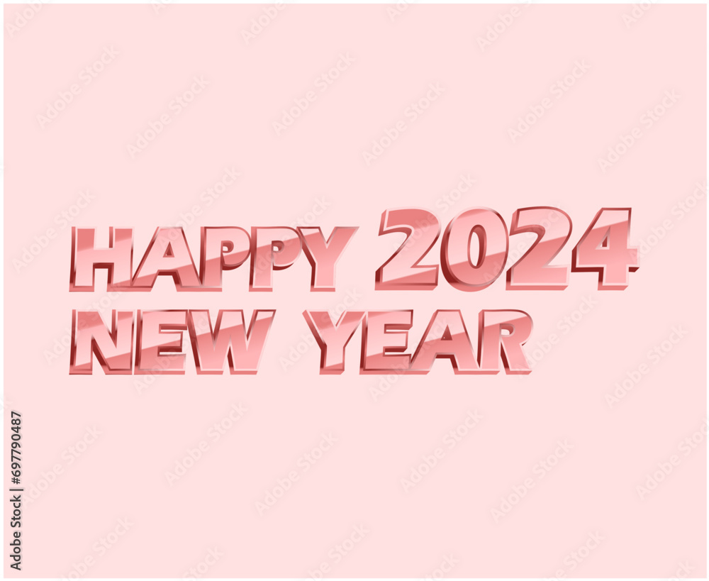 Happy New Year 2024 Abstract Pink Graphic Design Vector Logo Symbol Illustration