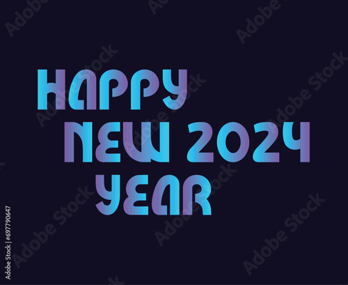 Happy New Year 2024 Abstract Cyan Graphic Design Vector Logo Symbol Illustration With Blue Background
