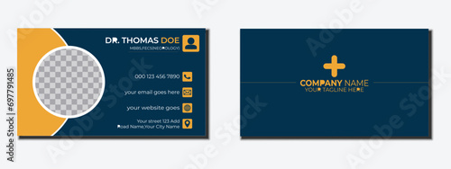 Creative elegent modern double-sided lanscape medical corporate business card and visiting card tamplate