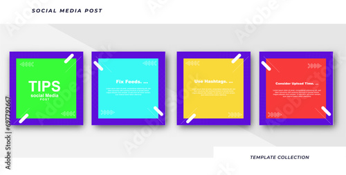Tips social media tutorial, tips, post banner layout template background design element