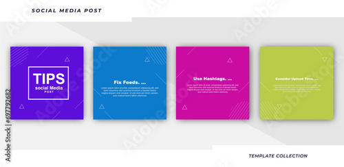 Tips social media tutorial, tips, post banner layout template background design element