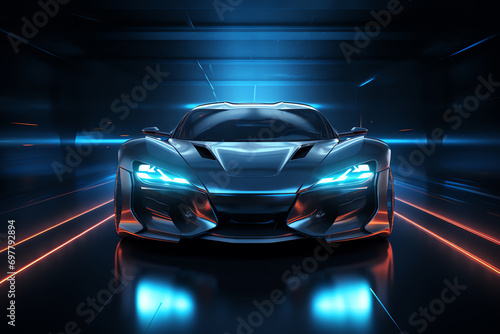 a sports car with lights on © Georgeta