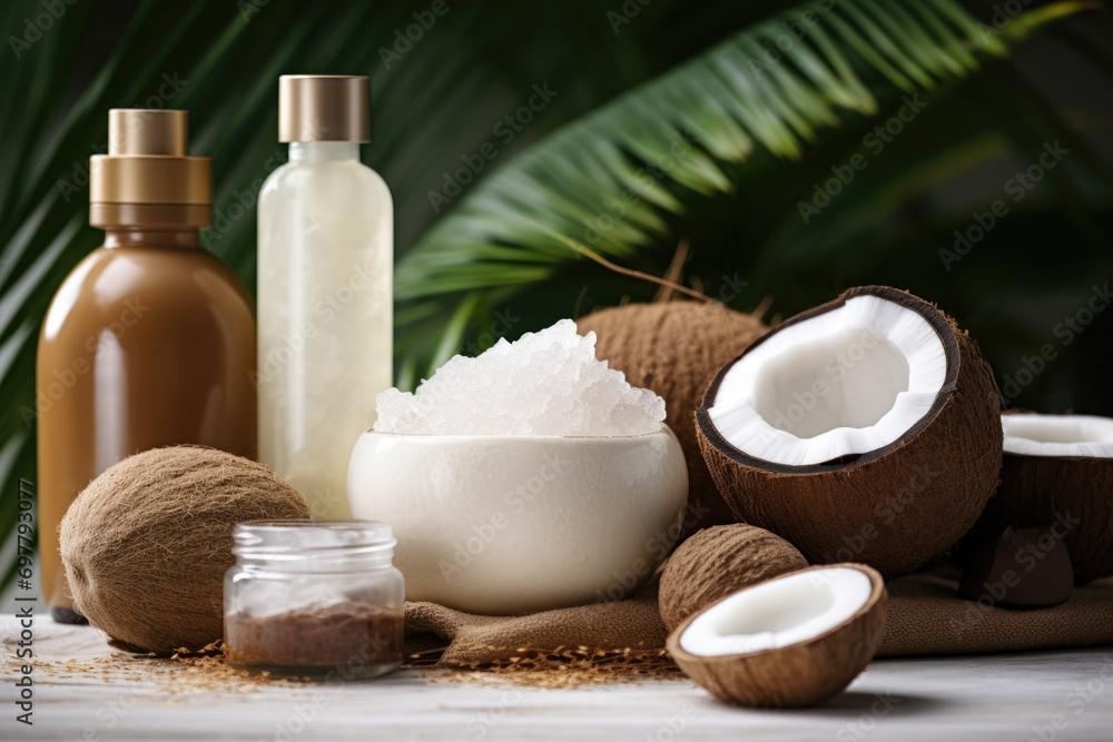 Coconut oil and creams for face and body care